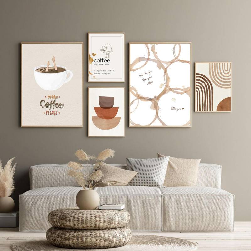 Coffee Korean Poster Molandi Style Wall Art Kitchen Simple Canvas 