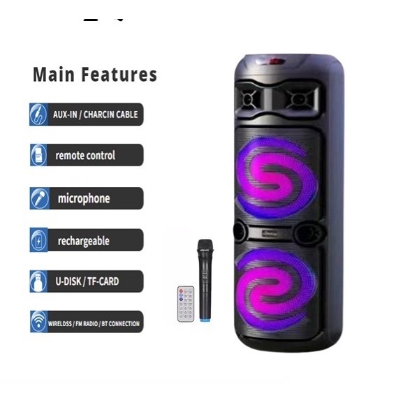 BK1026 1800W 10.5*2 Dual Portable Wireless Karaoke Bluetooth Loud Speaker with wireless Mic