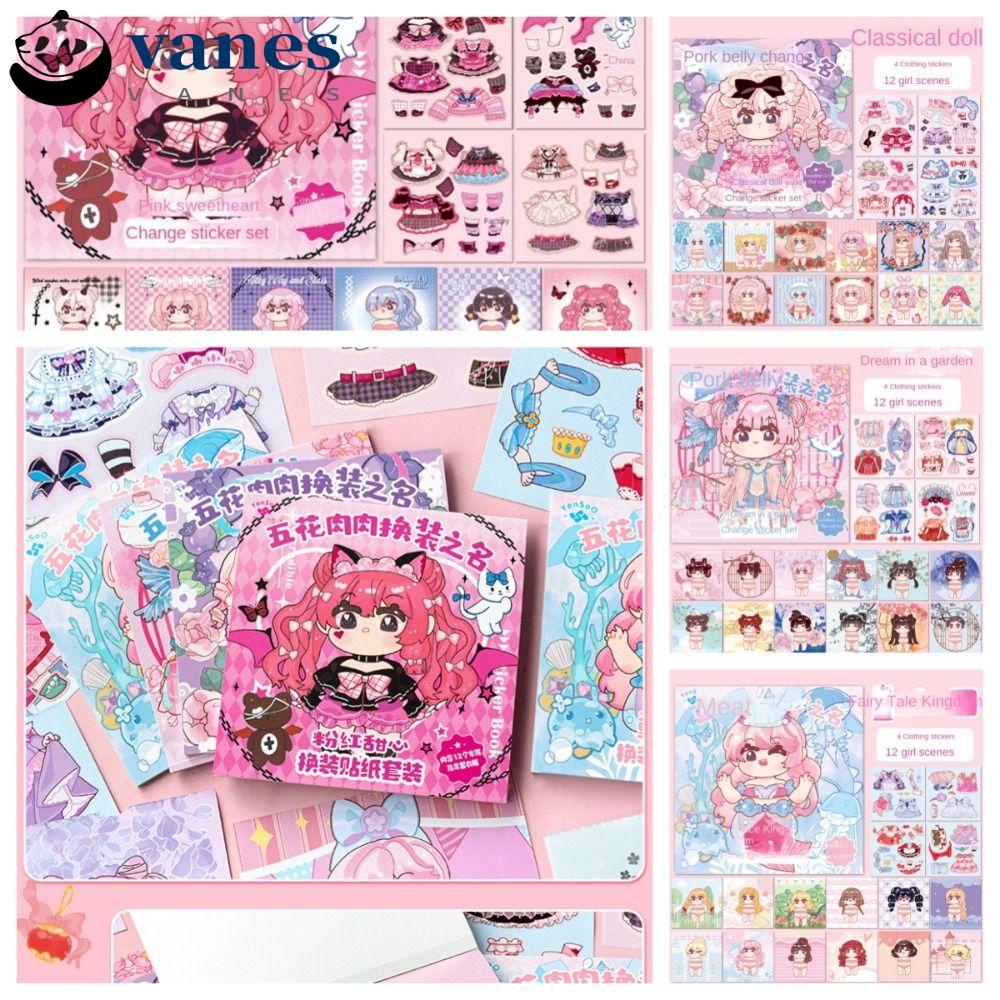 VANES Dress Up Sticker, Paper Cartoon Painting Book Stickers, Kawaii Clothes Waterproof Reusable