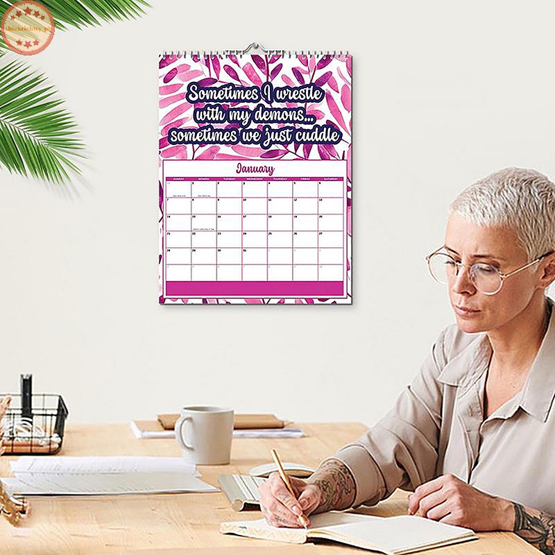 RICHTRY 1PC Mental Health Desk Calendar Swear Word Planner 2024 Desk