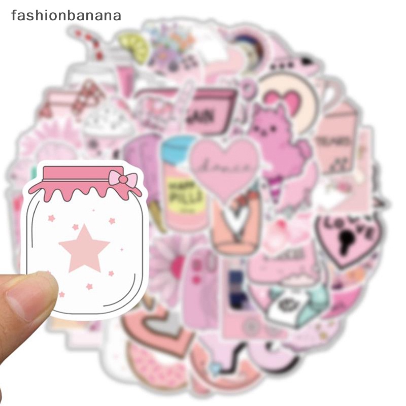 FBPH Bless 50Pcs Cartoon Pink Style Girl Stickers Guitar Skateboard ...