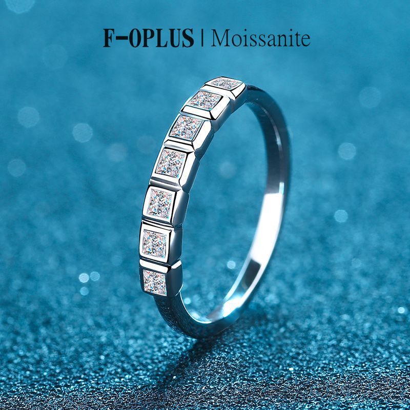 F-OPLUS Princess Cut Real Moissanite Eternity Ring for Women Sterling  Silver Ring 925 R055
