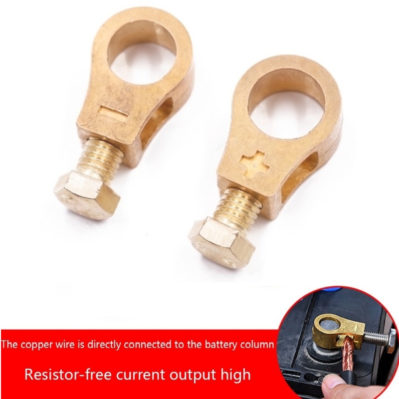 A pair copper battery wiring clips, positive and negative pole ...