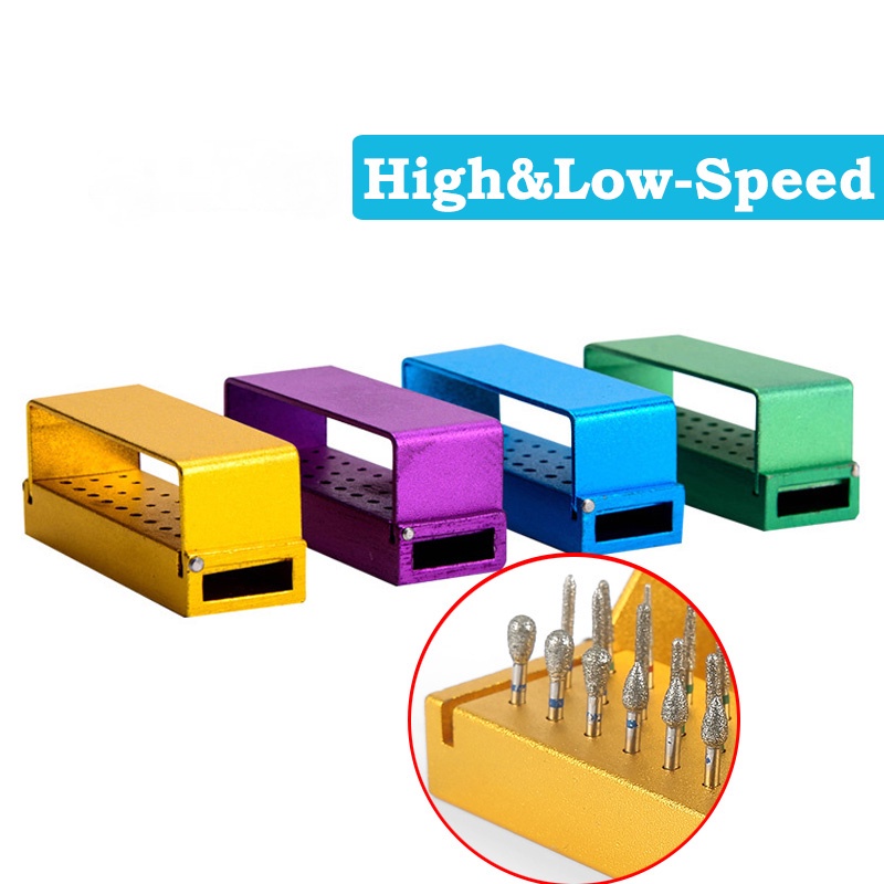 30 Holes Dental Burs Holder Block Aluminium Dental Disinfection Box for