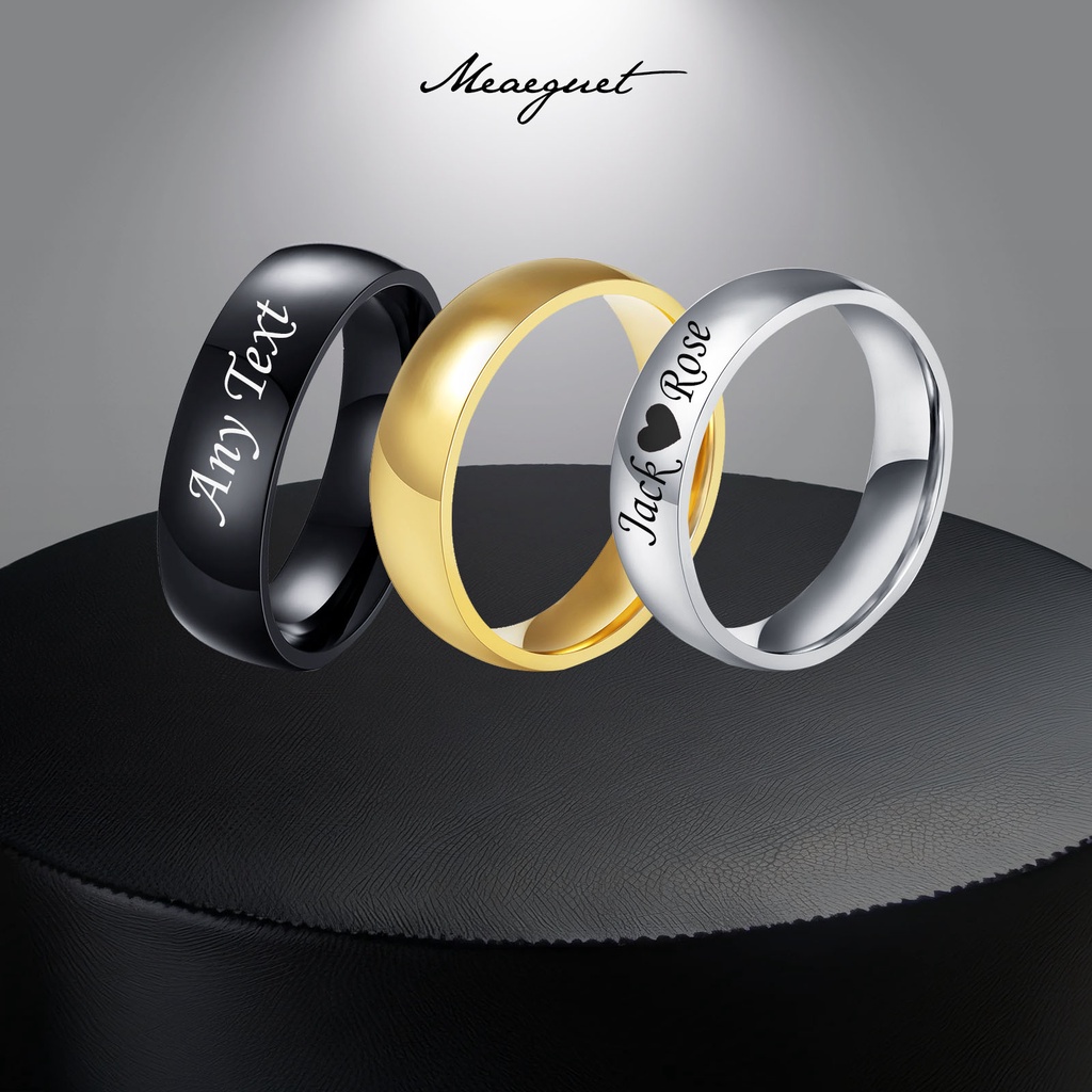 Meaeguet Free Engraving Rings Stainless Steel Rings for Men Couple ...