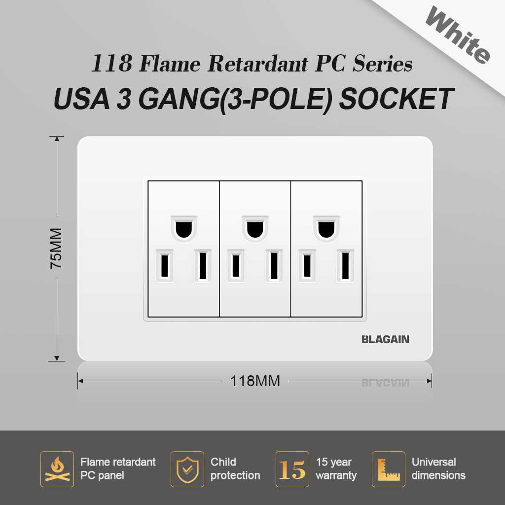 Blagain Super Wide Series 1, 2, 3 Gang Outlet For Wall | Shopee Philippines