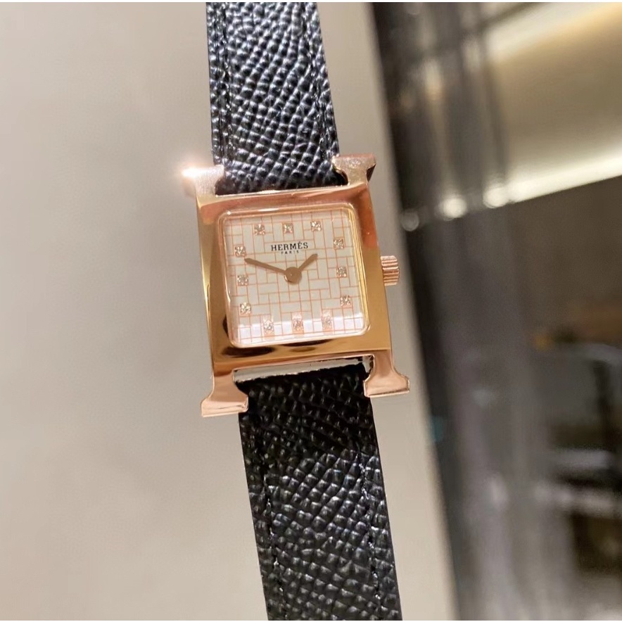 Hermes Hermes Heureh Series Leather Strap Business Fashion Ladies Quartz Movement Watch Shopee Philippines