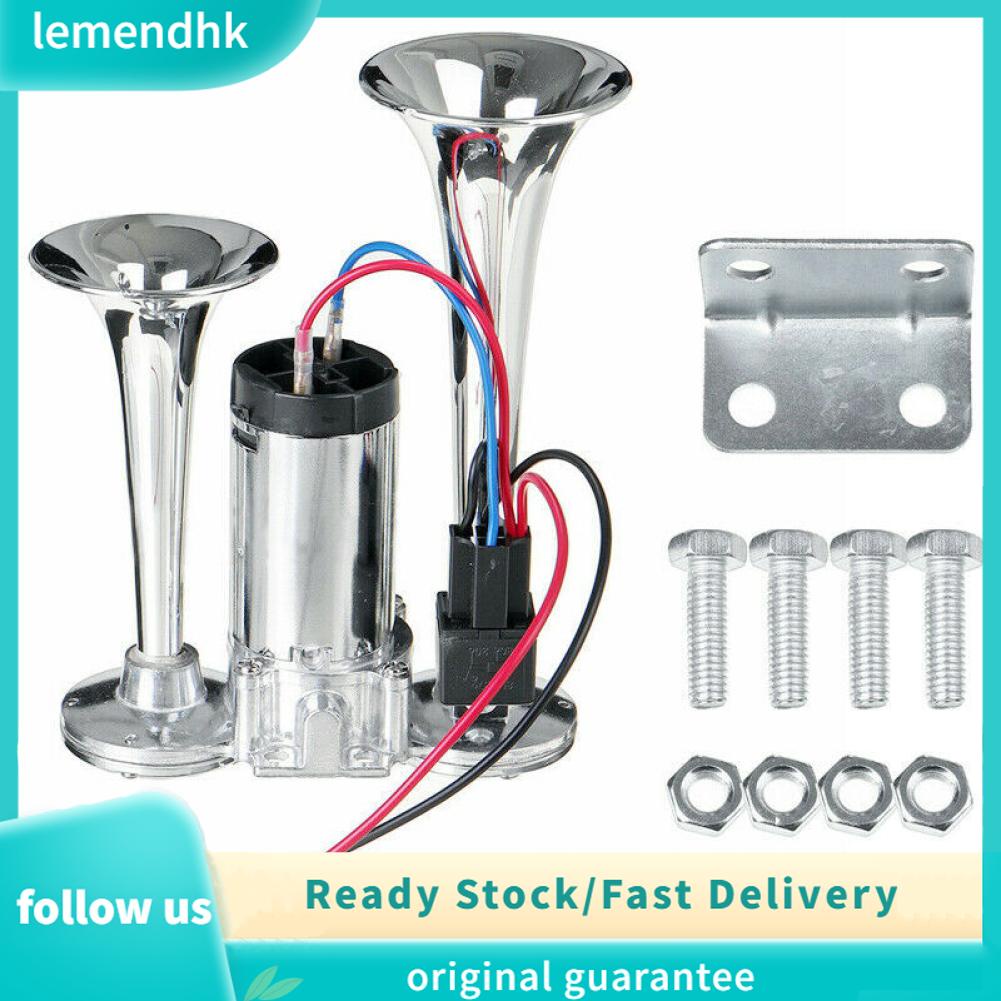 Lemendhk Dual Air Horn 12V 600DB High Decibels Electric Trumpet Kit for