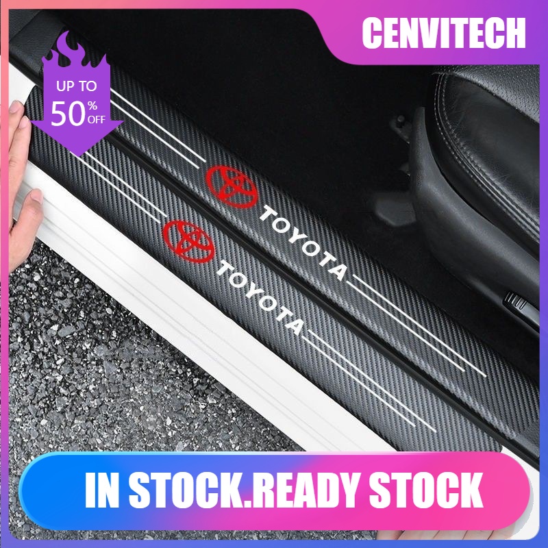 4pcs / Set TOYOTA Carbon Fiber Car Door Step Sill Sticker Protector ...