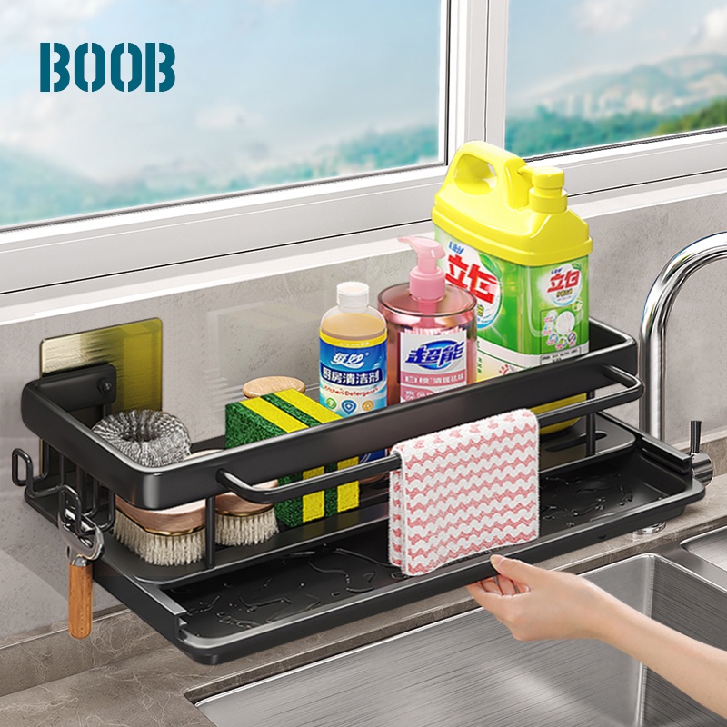BOOB Space Aluminum Sponge Holder Kitchen Sink With Drain Tray Sponge ...