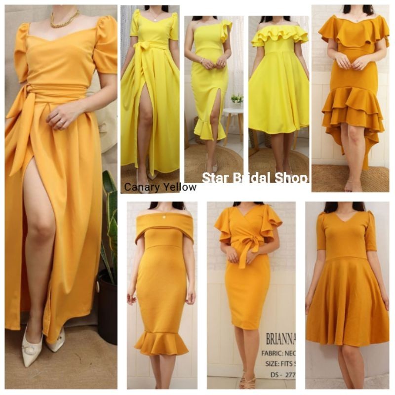 Canary yellow formal dress best sale
