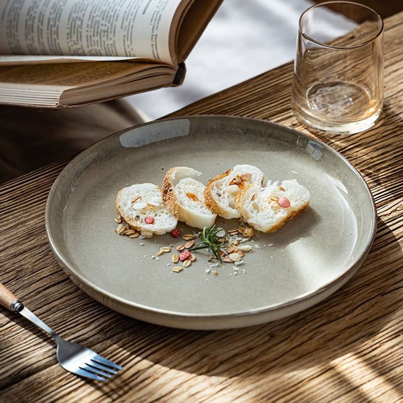 Kitchen Plus Earth Stone Ceramic Round Food Plate 10 inch Glazed ...