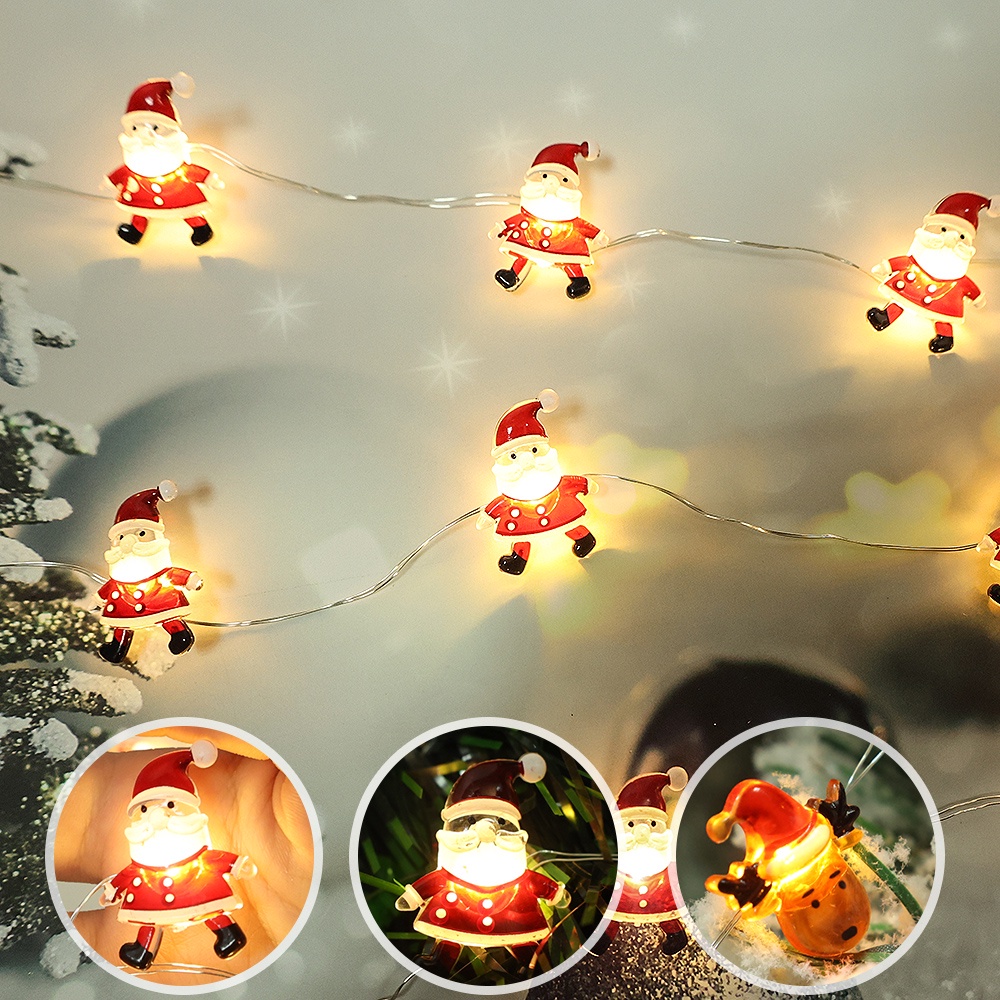 2024 Christmas Lights String Santa Claus Snowman Battery-operated Garland LED Christmas Decorative Light Party New Year's Decor