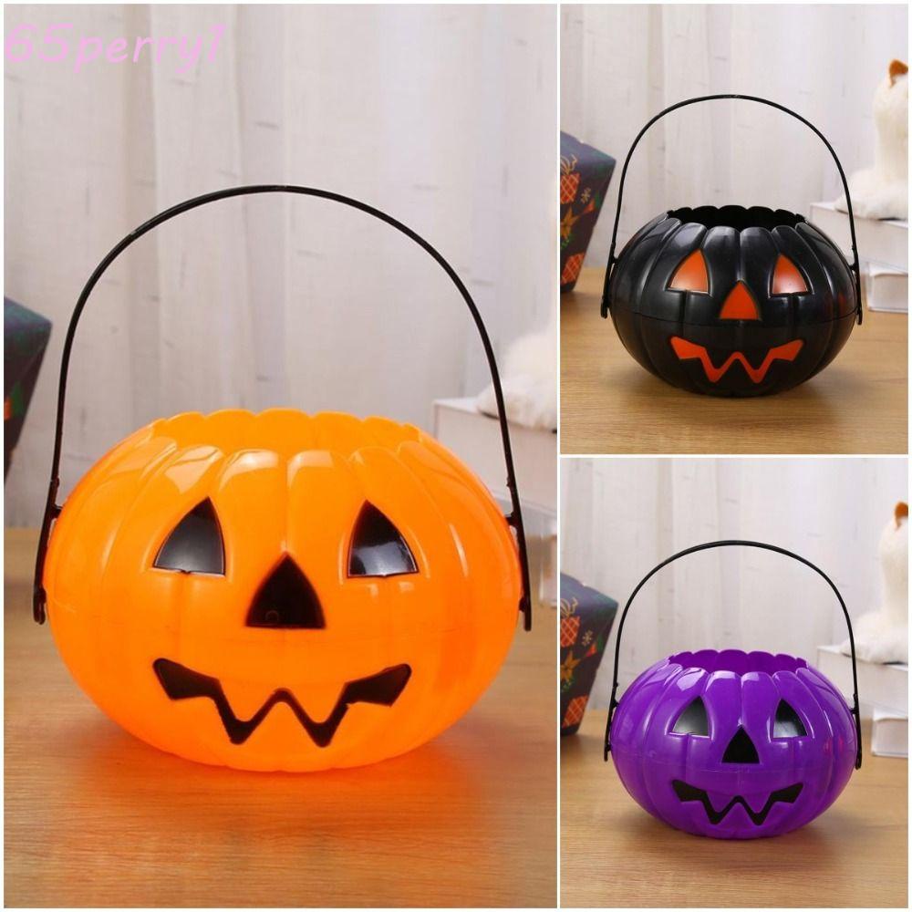 PERRY1 Halloween Candy Buckets, Halloween Candy Buckets Mini Pumpkin Handheld Bucket, Halloween