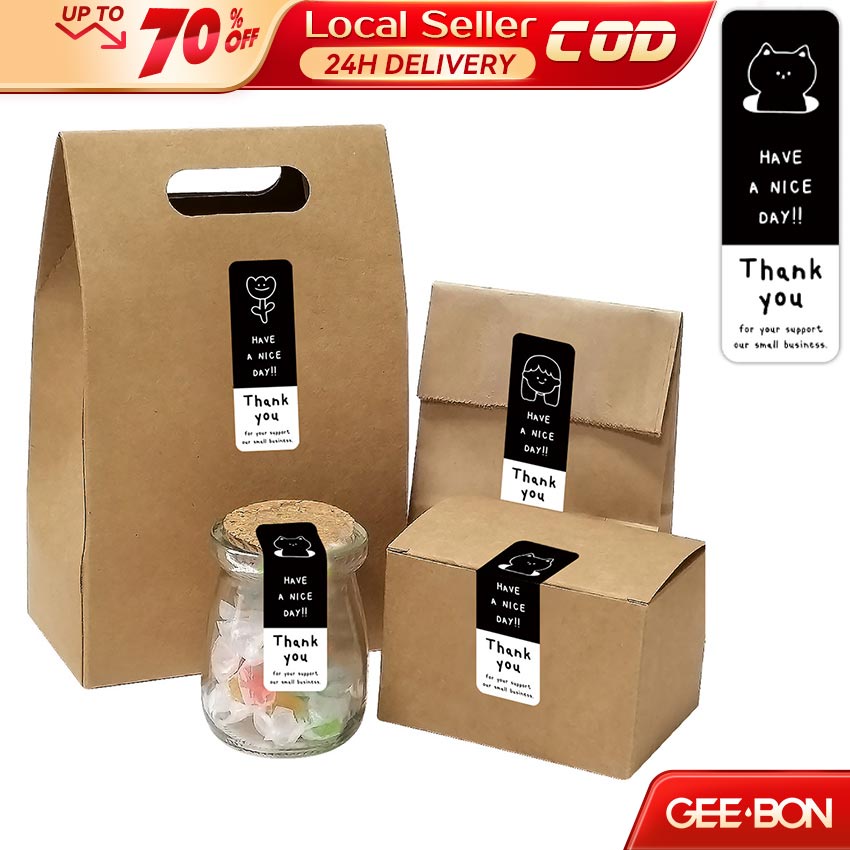 GEEBON 30pcs Thank You Sticker Cartoon Pattern Cake Dessert Packaging ...