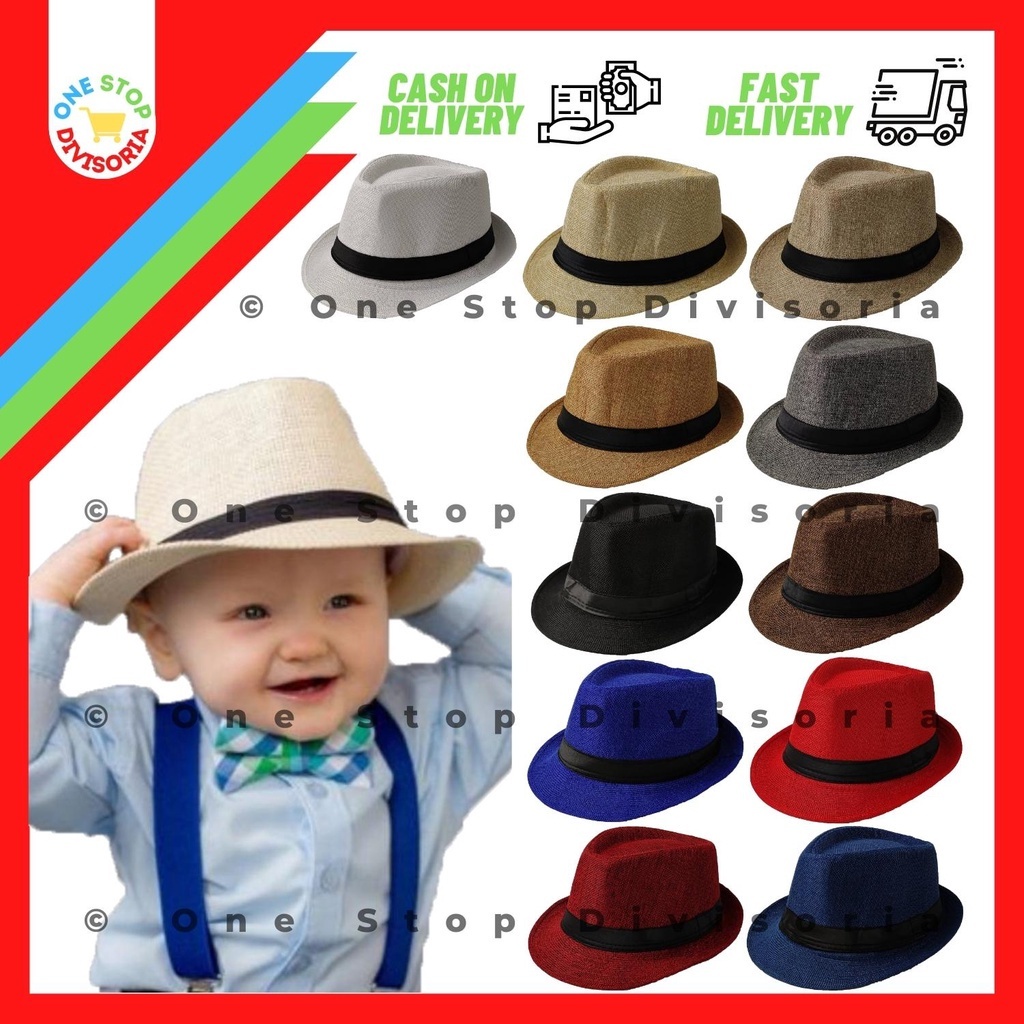 COD Mall quality Babies Toddlers Groomsmen Bruno Mars Europe Style Fedora Hat Shopee Philippines