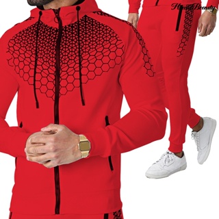 Sweat Suit Tracksuit Men Winter Mens Joggers Men Casual Solid Fashion  Sports Suit Lamb Fleece Warm Sportswear Hhooded Sweater Two-piece Set  Running