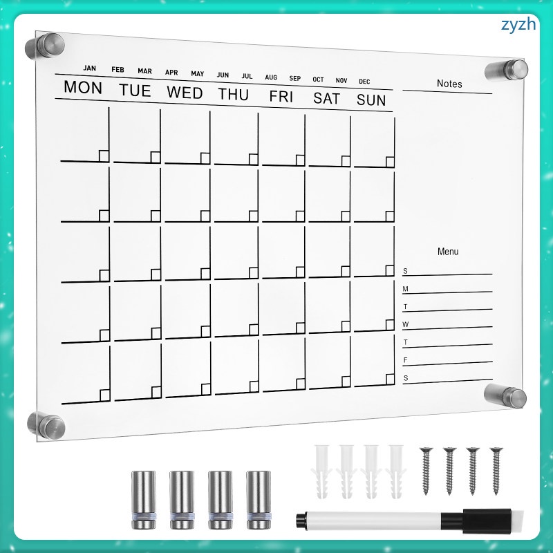 Transparent Acrylic Whiteboards Block Calendar for Desk Reusable Monthly Planner Office Decor