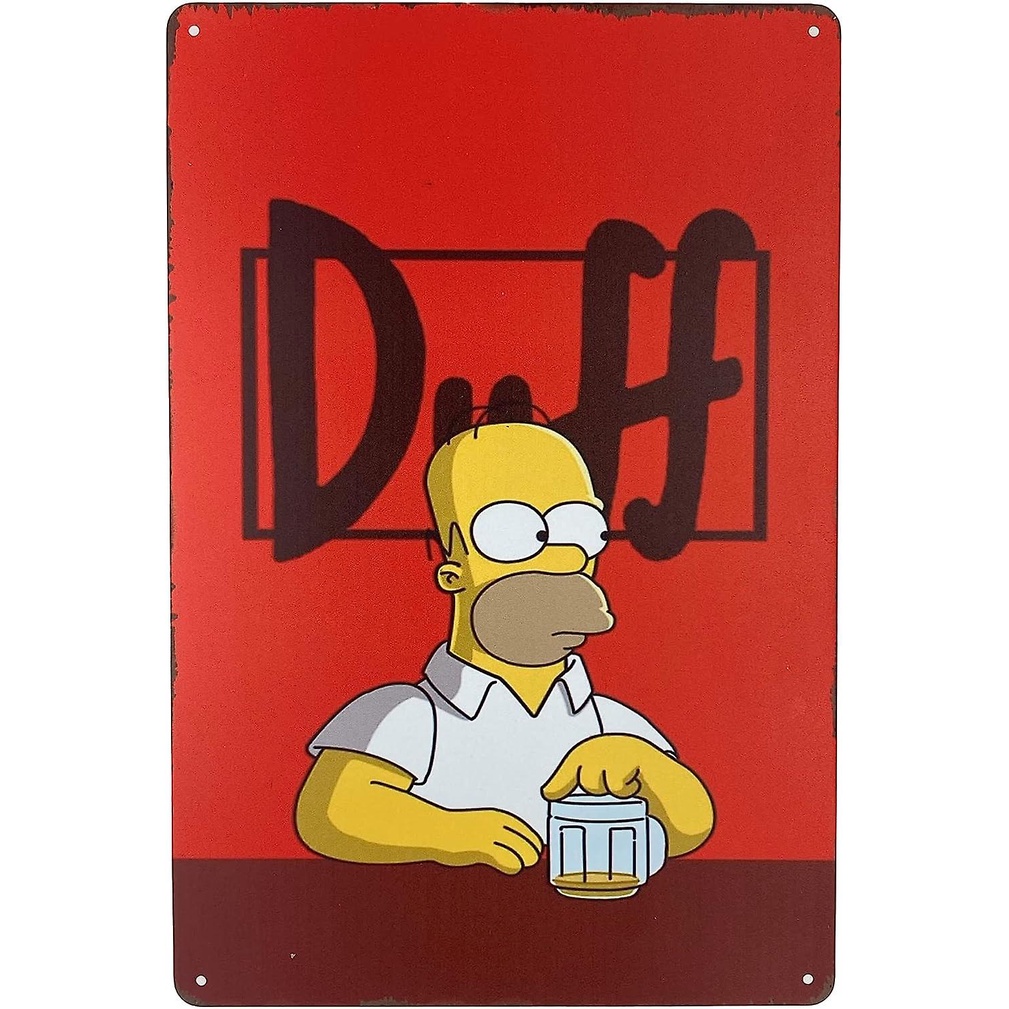 SmartCows Targa In Metallo Vintage Dei Simpson Con Birra Homer, 20x30 Cm, Cartello Retrò Per Bar, Pub E Casa