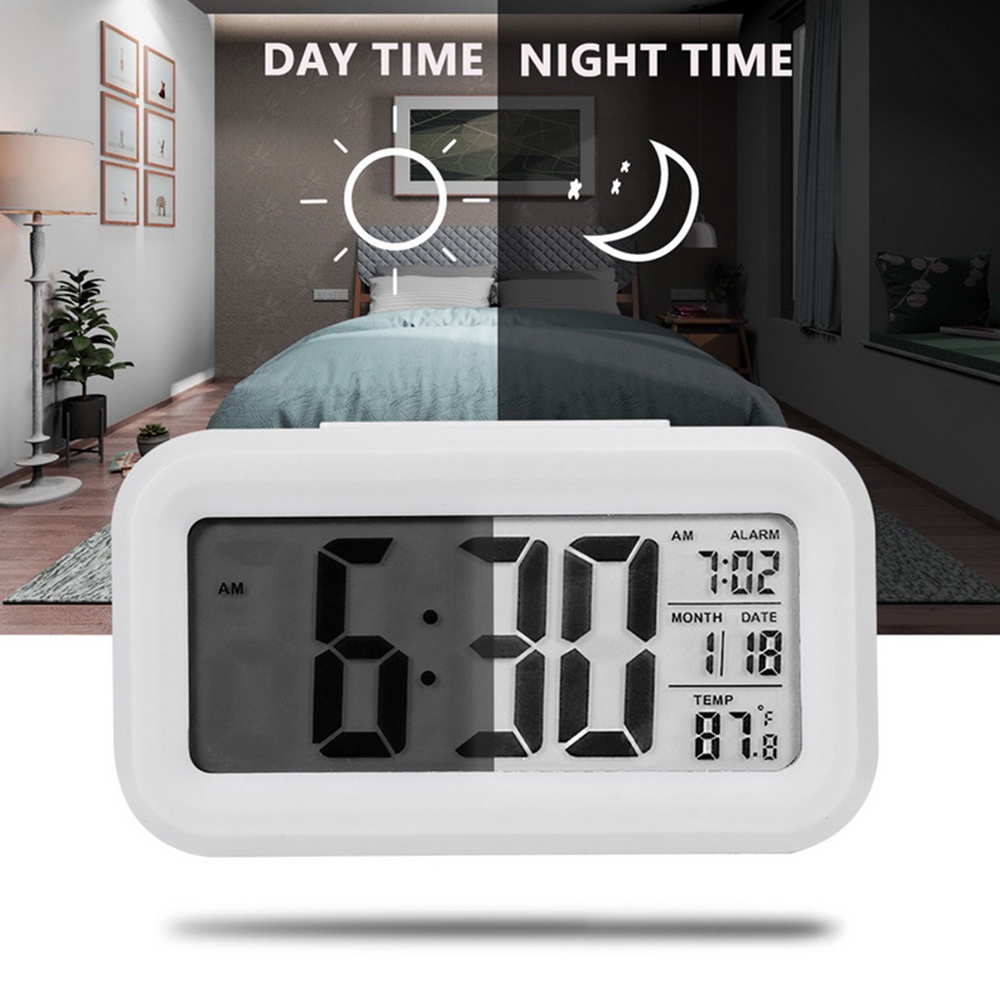 Digital Backlight LED Display Desktop Alarm Clock Calendar Time Smart ...