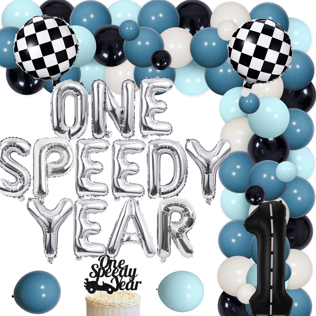 JOYMEMO One Speedy Year Racing Theme Birthday Party Decorations, Boys ...