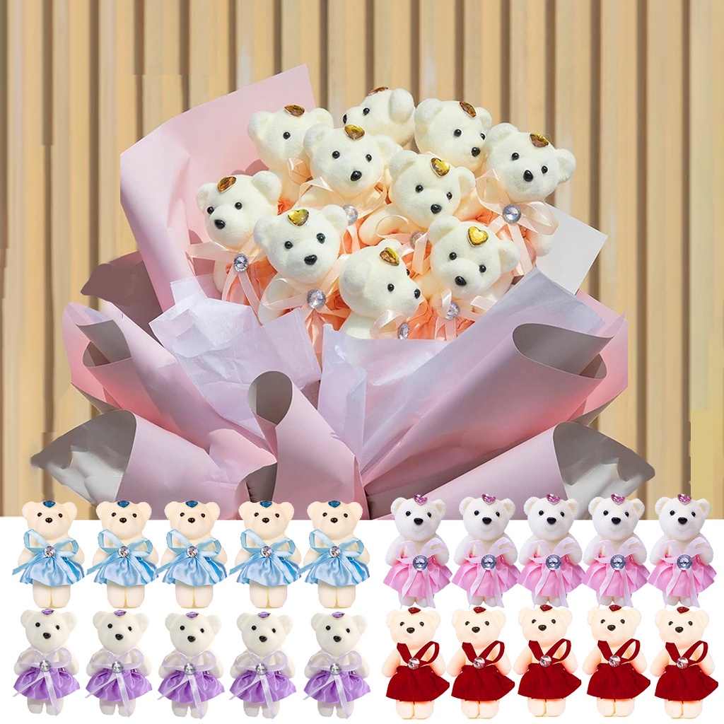 10PCS/SET Bear Bouquet Small Teddy Bear Couple Bear Gift Packaging ...