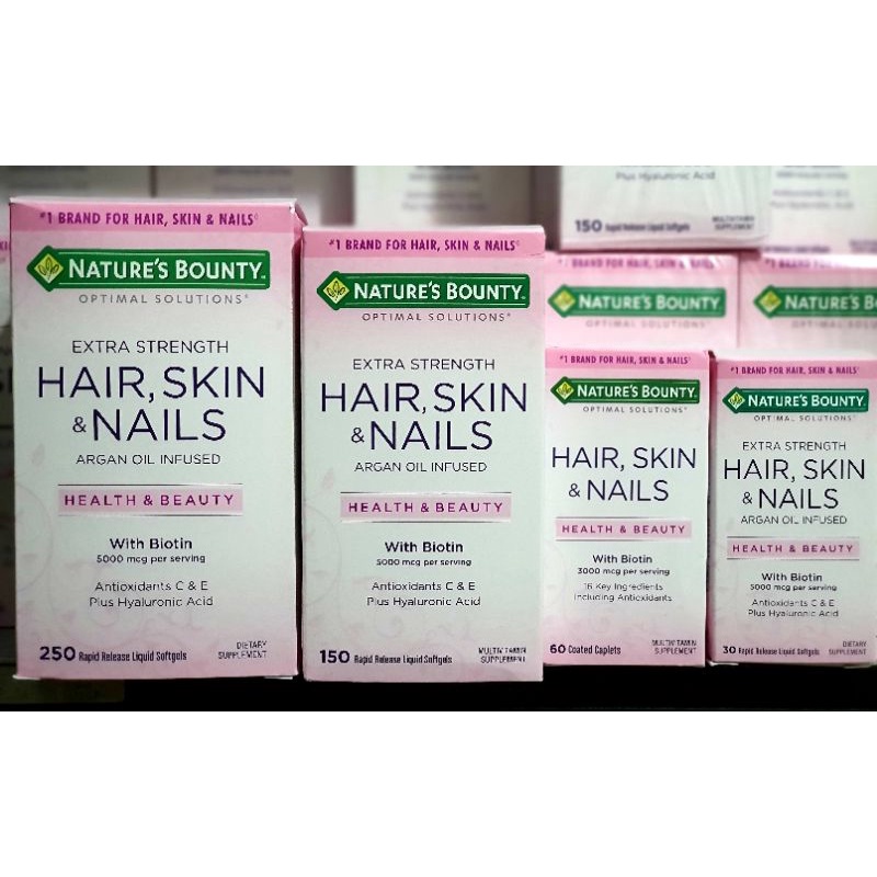 NATURE'S BOUNTY EXTRA STRENGTH HAIR SKIN & NAILS, 250, 150 OR 30 ...