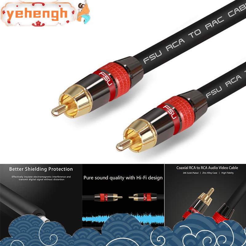 Cable Subwoofer RCA FosPower 1.8m | Conectores Dorados 24k, Doble Blindaje, Libre De Zumbidos, Para Audio Digital