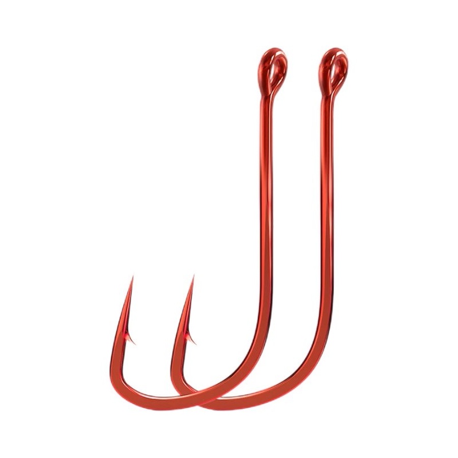 100pcs/bag Ringed Red Fishing Hooks with eye Live-Bait Hook High Carbon ...