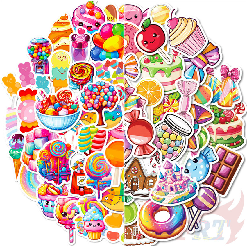 100Pcs/Set Colorful Candy Lollipop Dessert Series A Stickers DIY ...
