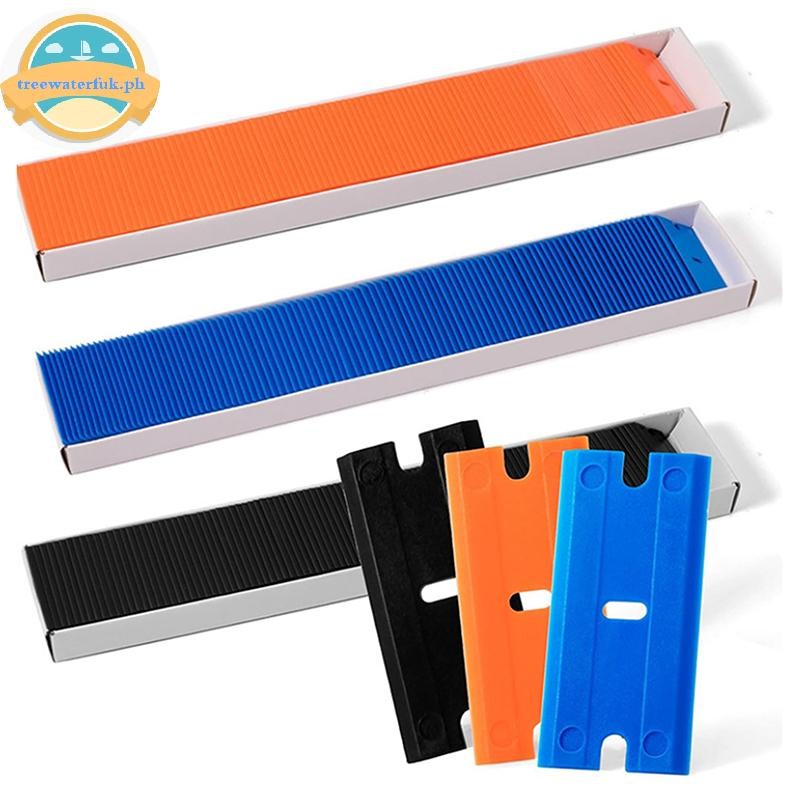 TEFUK 100 Pieces Two Cutting Plastic Razor Blade Label Clean Razor Glue ...