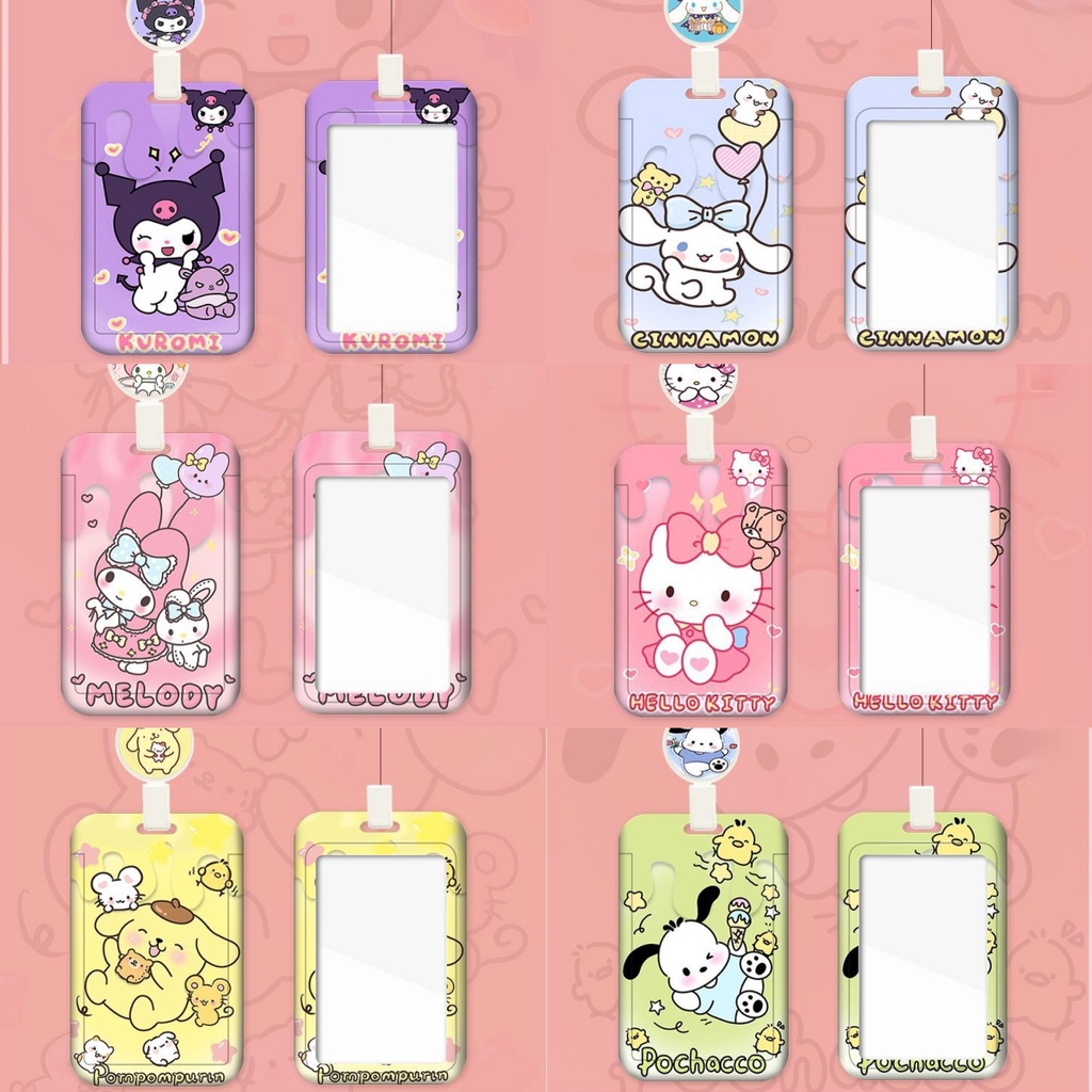 Cartoon Sanrio Retractable Lanyard Card Holder Cute Kuromi Melody ...