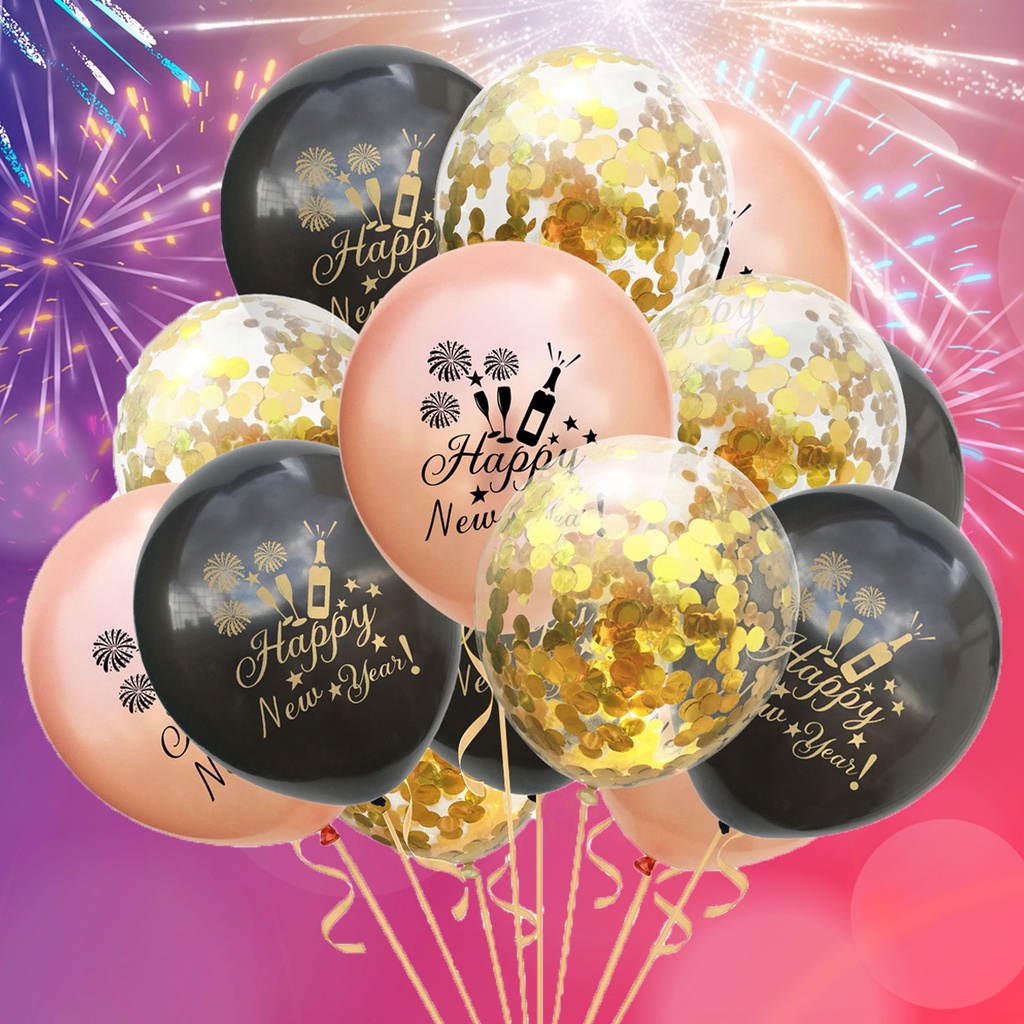 15pcs 12inch Happy New Year Latex Balloon set Confetti Balloons 2024 ...