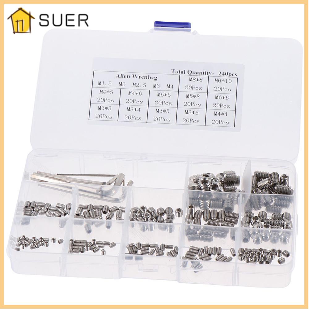 SUER1EN 240Pcs Hex Allen Head Socket Set, 12 Sizes Stainless Steel