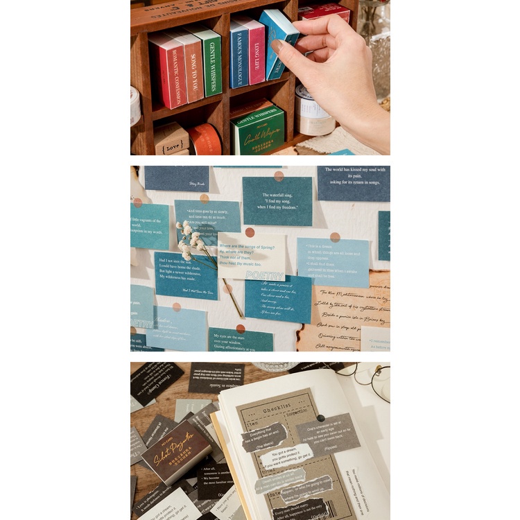 ENWEI 100 Pcs Reciting Words Series Vintage Journal Material Paper ...