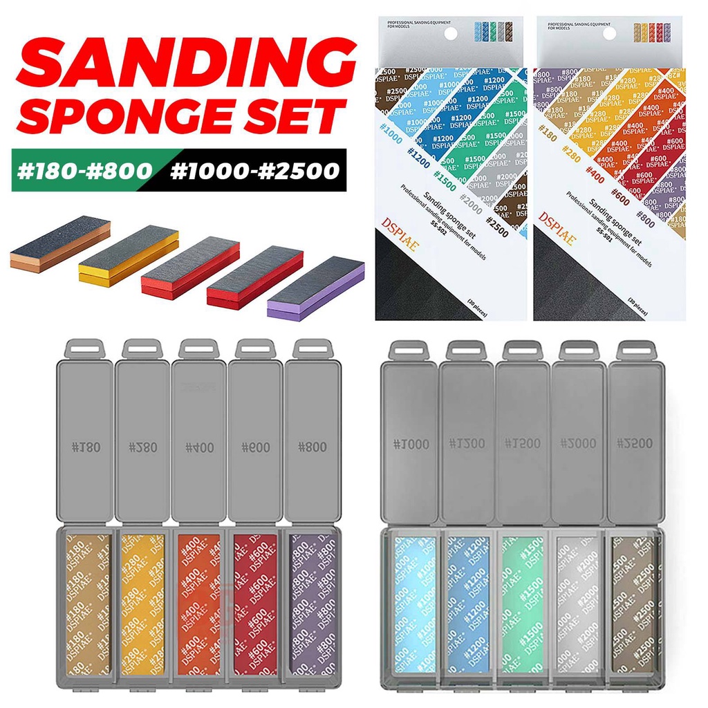 DSPIAE Sanding Sponge Set for Gundam Military Models GK Maker Tools Sandpaper Polisher Grinding