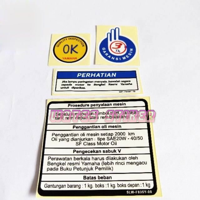 Warning Sticker YAMAHA MIO MIO SOUL THAILAND OK 3-year Warranty Best ...