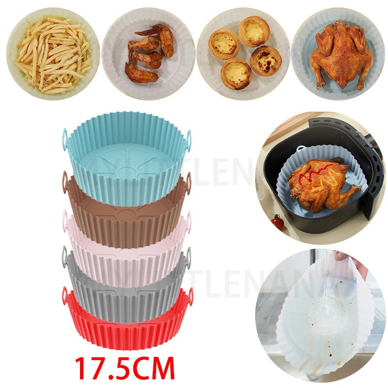 Air Fryer Silicone Pan Reusable Silicone Pot Baking Tray Fried Chicken  Pizza Airfryer Baking Paper Easy to Clean Air Fryer Liner