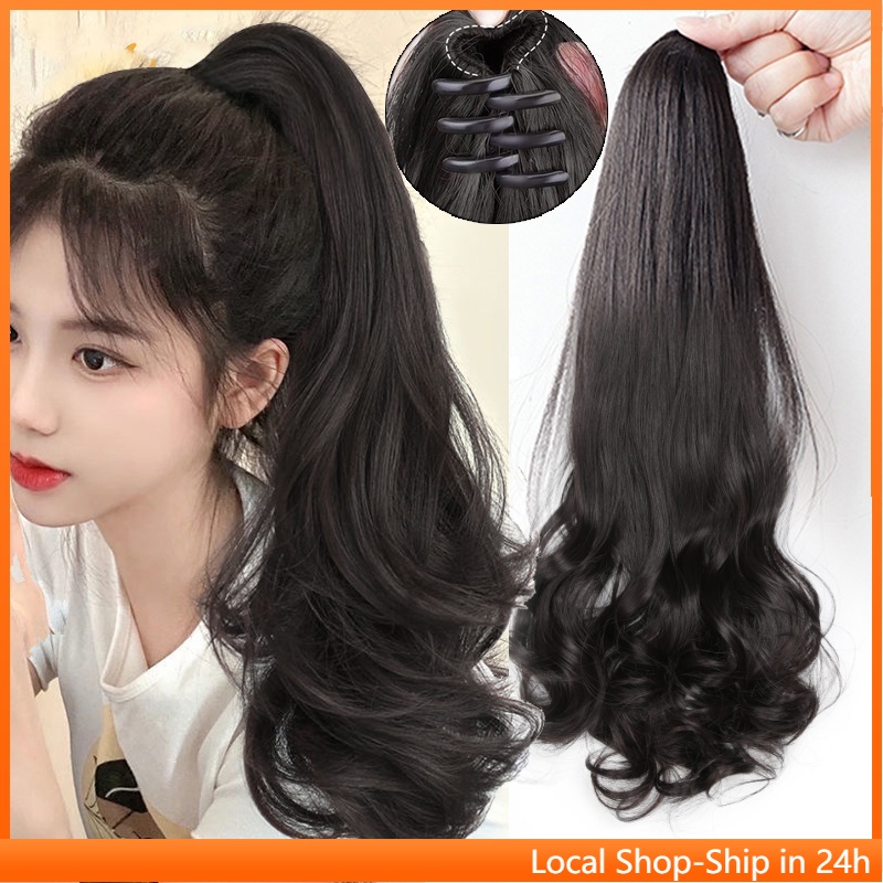 Fashion Women's Wig Ponytail 22 Inch Long Curly Hair / Long Straight ...