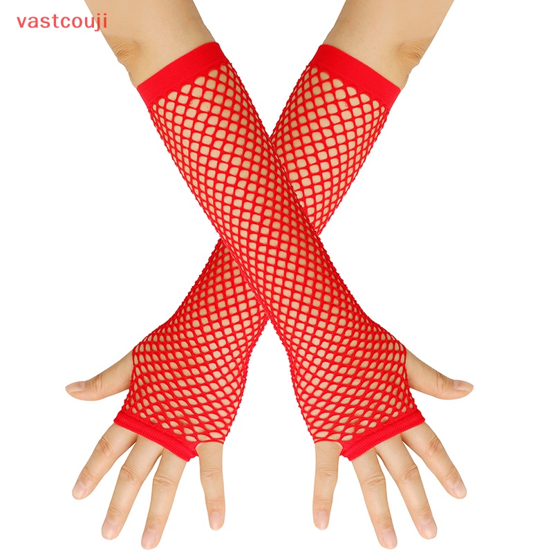 vastcouji 1Pair Womens Long Net Gloves Fingerless Mesh Gloves