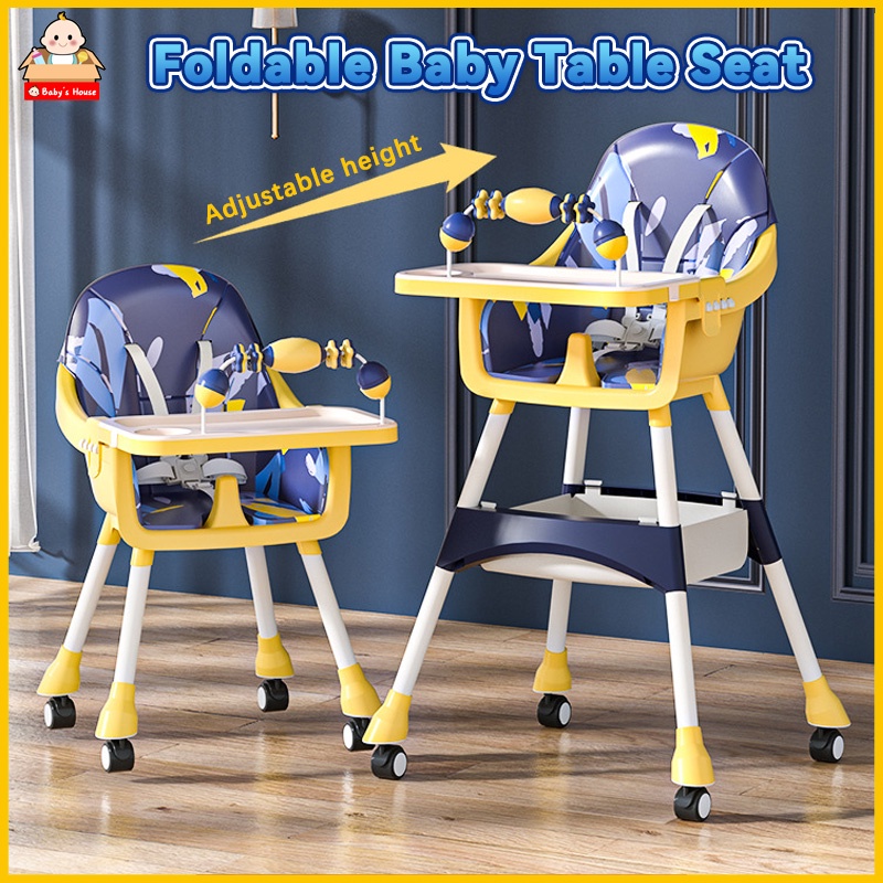 High chair for baby with Adjustable Tray Detachable Legs Baby high chair feeding foldable high