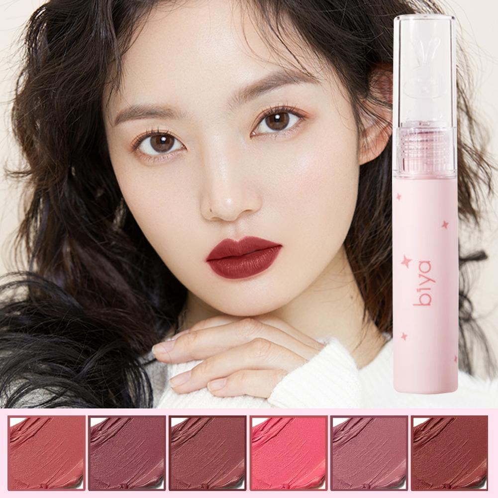 Biya Heart Rabbit Milk Cream Lip Mud Velvet Matte Finish White Student ...