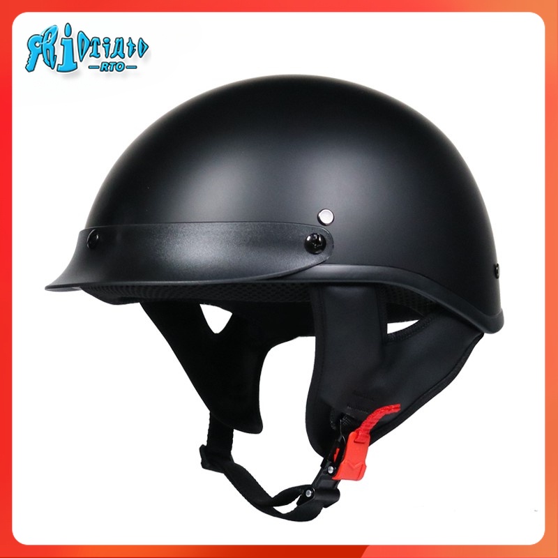 Rto Retro and Vintage Half Open Face DOT Approved Motorcycle Helmet for