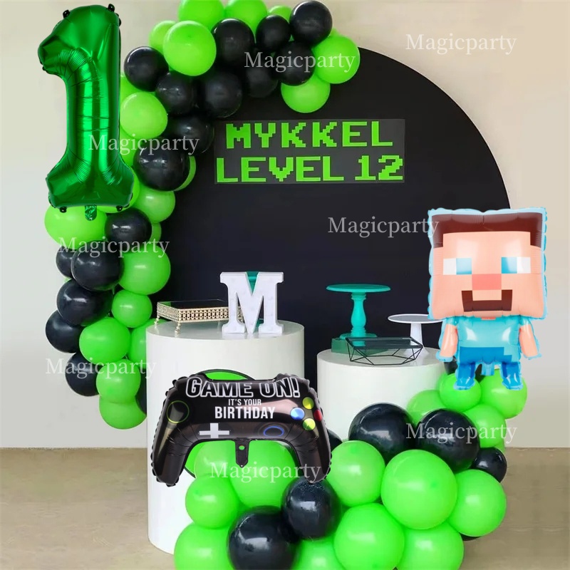 Minecraft Themed Balloons Steve Game Handle 32inch 19th Foil Balloons