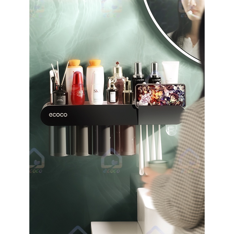 Ecoco Wall Mounted Magnetic Toothbrush Holder Toothpaste Squeezer ...