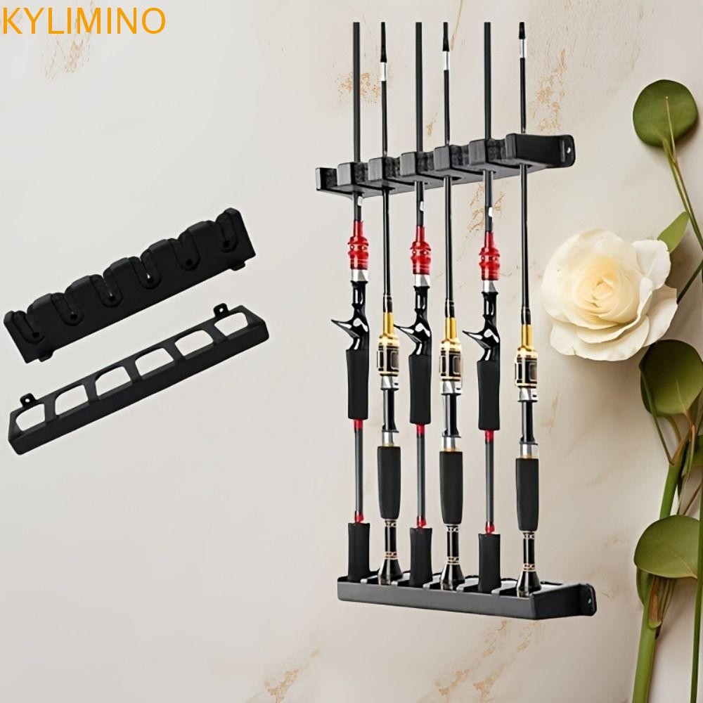 KYLIMINO Fishing Rod Holders, 6 Hole Wall Mount Fishing Rod Display ...