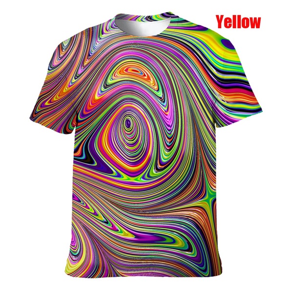 Colorful T-Shirts for Men 3D Printed Neon Abstract Tee Shirt Short Sleeve