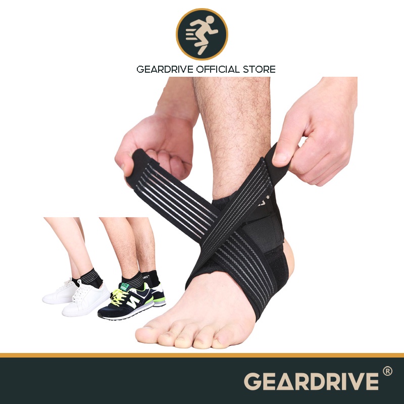 GEARDRIVE 2Pieces Elastic Strap Ankle Support Brace Badminton