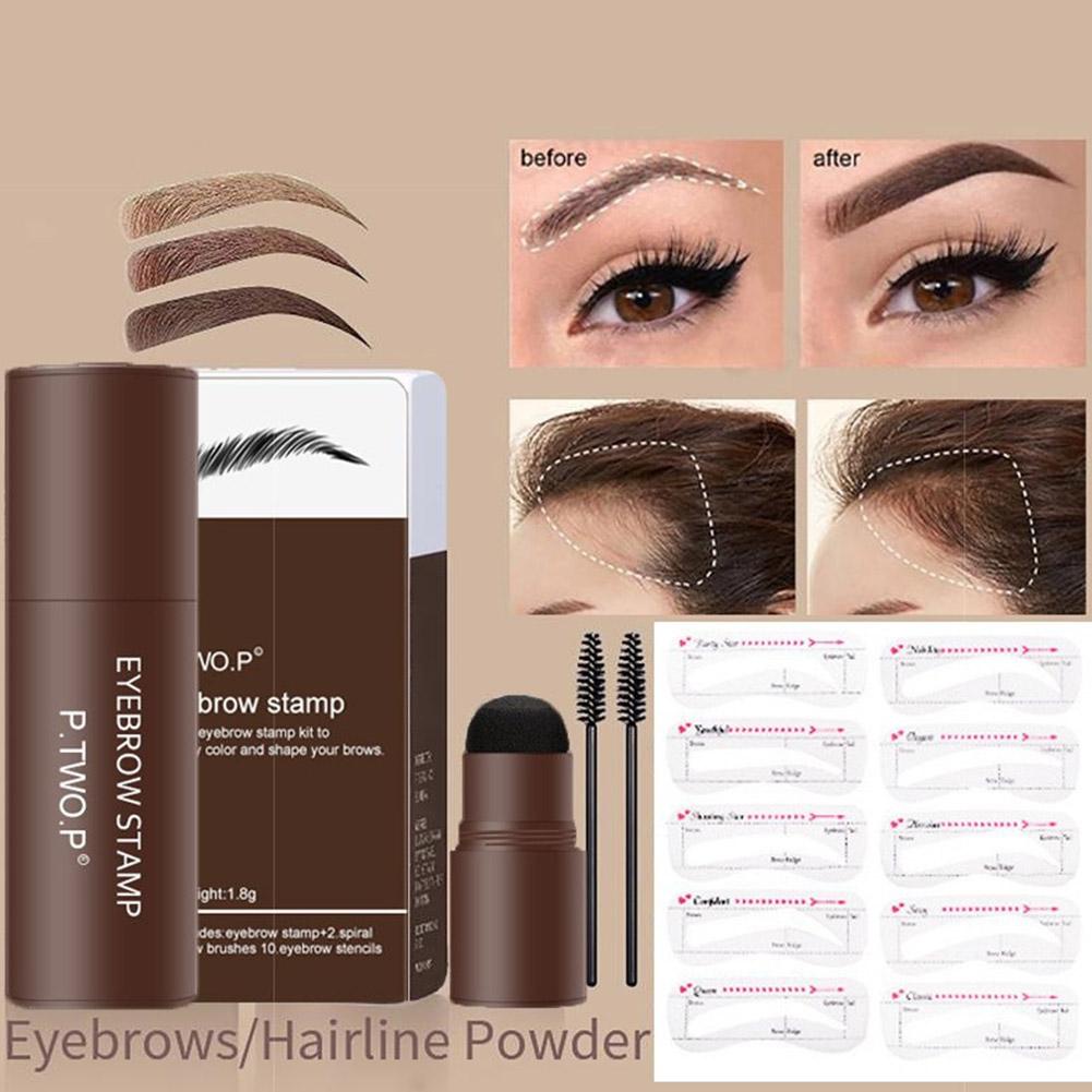 P.TWO.P Eyebrow Stamp Shaping Kit Brow Powder Stamp Makeup With 10