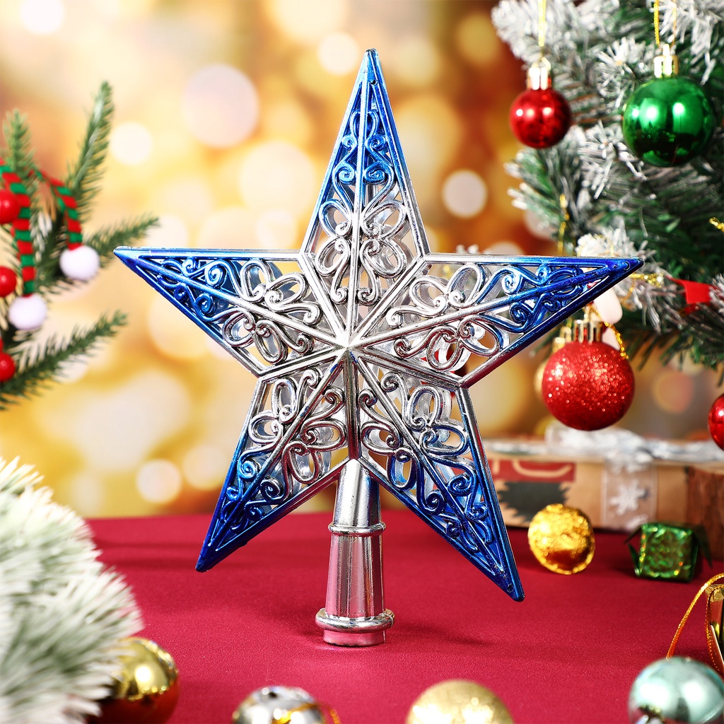 1pc Christmas Tree Topper Star Plastic Tree Decoration 5 Point Star